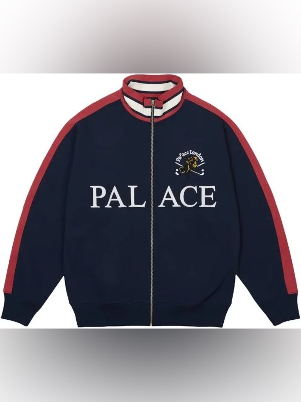 PALACE Geezer Zip Funnel "Navy" Size XL Team Logo Full Zip Warm Up Jacket SS25